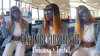4X4 Ombre Closure Wig|Unboxing And Installing Ft Unice Hair|Beginner Friendly