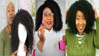 Trying On My Homemade Short 360 Lace Closure Kinky Curl Style Wig Part 2