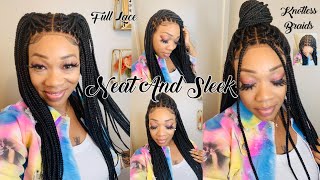 Wow!! Nuthan But Natural Scalpage Bomb !! Knotless Full Lace Braided Wig /Neat And Sleek