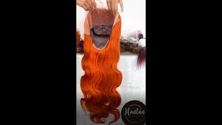 #350 Bright Ginger Orange Glueless 13X4 Affordable Frontal Wig! | Hantan Hair