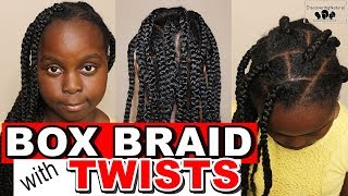 Easy And Fast Jumbo Box Braids Hairstyle With Twists | Natural Hair Protective Style