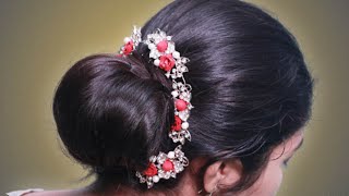 Stylish Bun Hairstyle For Beautiful Brides | Engagement Ceremony Party Hair | Bun Hairstyles