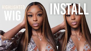 Bomb Af Hd Highlighted Wig !! Easy Frontal Wig Install Ft. Wiggins Hair