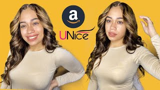 Perfect Fall Blonde Highlight Amazon Wig | Unice Hair Unboxing, Review, & Glueless Install