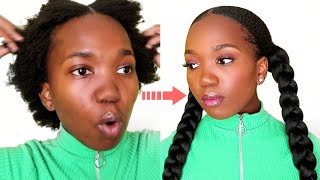 2 Sleek Jumbo Braids On Short 4C Natural Hair | Siya Mbungu