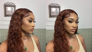 Watch Me Install This Beautiful Brownish Red Color Water Wave 13X4 Wig Ft. Unice