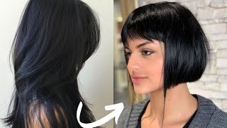 Watch Her Long Hair Get Cut Into A Bob - Most Popular Haircut Trends Of 2022