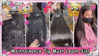 Hair Maintanance Alert!Wash Tape In Extensions & Straighten To Silky Straight Ft.#Elfinhair