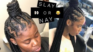 Large Feed In Braid + Knotless Box Braids | Slay Or Nay