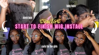 Back To School Start To Finish Frontal Wig Install  | Flat Iron Curls With Layers | Sowigs