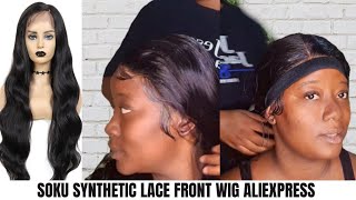 Soku Hair Aliexpress Cheap Synthetic Lace Front Tpart Wig Install