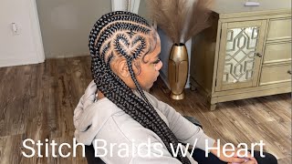 10 Stitch Braids W/ Heart| Straight Back Stitch Braids