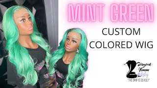 Slayed By Jordan Inspired Mint Green Custom Color On Full Lace Wig