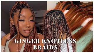 Watch Me Install These Fall Inspired Ginger Knotless  Box Braids | Tutorial