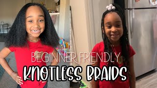 Beginner Friendly Knotless Braids | Black Kids Hairstyles | Diy Knotless Braids