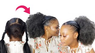 Best 2 Feed In Braids With Afro Hair | Quick And Easy  | Detailed Steps