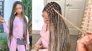 How To Do Brown & Blonde Mix Knotless Box Braids | Beginner Friendly | Very Detailed
