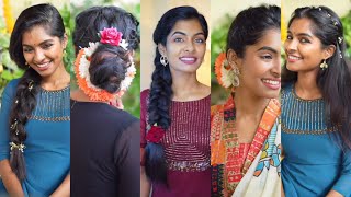 Variety No Heat Hairstyles & Hair Accessories From Amazon For Onam | Onam Series #7 ||Asvi Malayalam