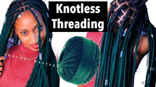 Stop The Pain!!! How To Do African Knotless Threading Step By Step.