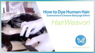 How To Dye Human Hair Extensions & Closure Balayage Effect | Hairweavon.Com