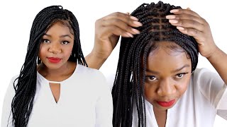 Knotless Box Braid Wig | Box Braids Hairstyles | Protective Hairstyles For Winter | Neat And Sleak