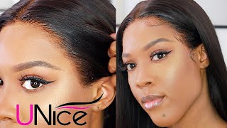 Unice Hair Brazilian Straight Lace Wig Install| Watch Me Install