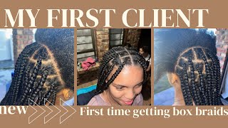 My First Client//It'S Her First Time Getting Knotless Boxed Braids!//Sa Youtuber