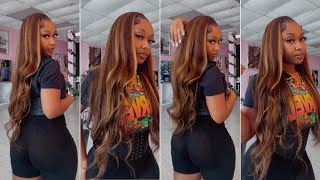 Lace Frontal Wig Install Glueless | 22" Highlighted Wig Install Ft. Tinashe Hair| Ebin Lace Spr