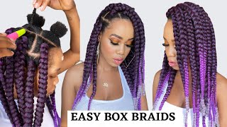 Super Easy Box Braids /No Rubber Bands / Tension Free / Crochet Method Protective Styles / Tupo1
