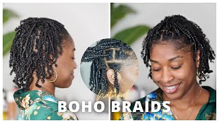 Boho Braids On My Natural Hair | No Hair Added!