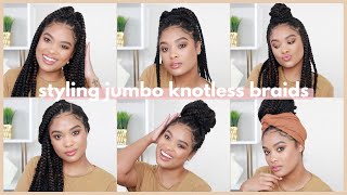 6 Easy Hairstyles With Jumbo Knotless Braids | Protective Hairstyles Tutorial