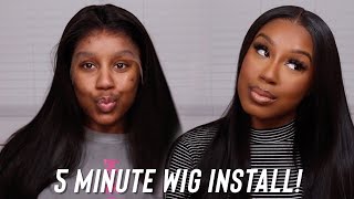 5 Minutes Wig Install | Silky Straight Hd Frontal Ft. Wowafrican Wigs