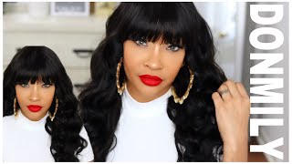 Body Wave Wig With Fringe Bang Intall| Ft. Donmily Hair