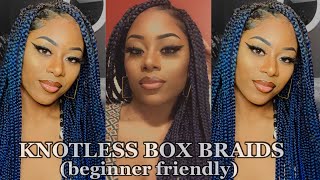 Blue Knotless Box Braids | Tutorial (Beginner Friendly)