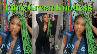 Lime Green Knotless Braids | Shego Inspired | Birthday Transformation