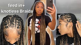 Doing My Own Fulani Braids With Freestyle Design + Knotless Braids In The Back