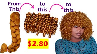$2.8 Crochet Wig Tutorial Using Braid Extension + How To Curl Braid Extension