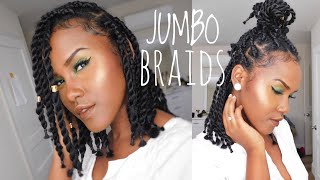 How To Do Short Chunky Jumbo Box Braid/Twist On Natural Hair By Yourself