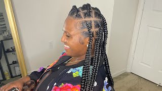 Side Part , Large Mid Back Knotless Box Braids Tutorial