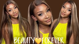 Beautiful Honey Blonde With Highlights!|13X4 Lace Front Wig Ft. Beauty Forever Hair