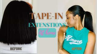 Installing Tape In Hair Extensions | Relaxed Hair| Diy Kinky Straight Tape-In Diy