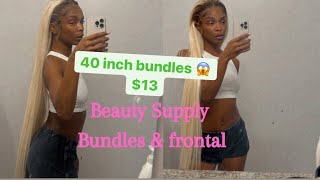 Beauty Supply Frontal & Bundles (Frontal Quickweave) 613 Ash Blonde Roots #Beautysupply
