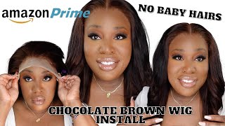 Amazon Prime Wig Install | No Baby Hairs | Perfect Chocolate 13X6 Lace Frontal Brown Wig #Amazonwig