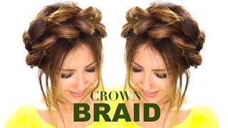 Pull-Through Crown Braid Updo Hair Tutorial   Easy Braids Hairstyles