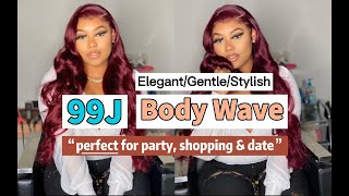 99J Body Wave Cheap Lace Front Wigs Affordable Burgundy Colored Human Hair Wigs For Black Women