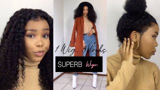 1 Wig 3 Looks Ft. Superbwigs' Pre-Plucked Hairline, 360 Lace Front Loose Wave Wig