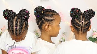 Braided Buns W/ Hair Extensions | Hair For Little Girls >  Protective Style