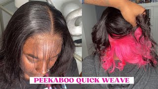 Hot Pink Peekaboo Quick Weave | Beauty Supply Store Hair | Liyahb