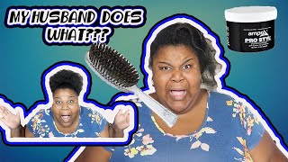 Husband Does My Drawstring Ponytail Challenge| Natural Hair| Natural Hair Styles|  How To|  Prissy P