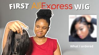 Cheap Aliexpress Wig Unboxing & Review| Arabella Hair| 12 Inches 180% Density